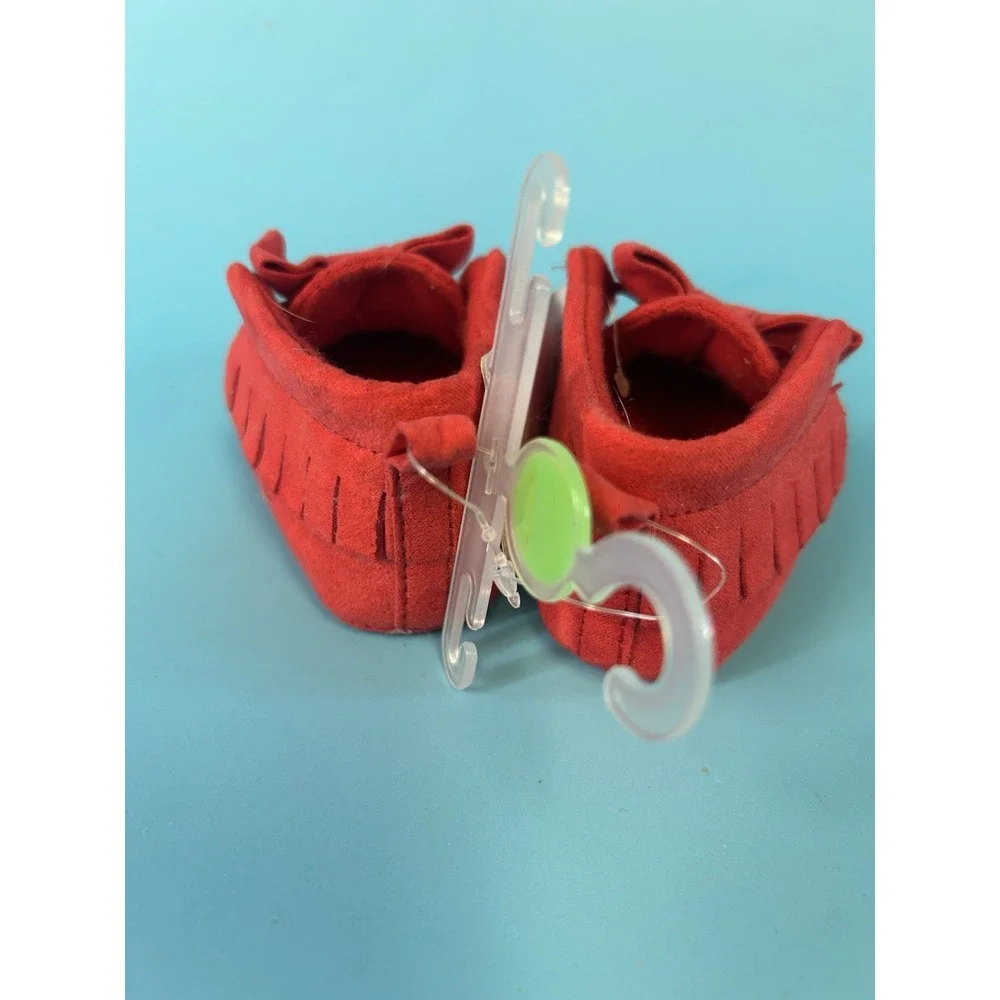 NEW Carters 0-3 mos red moccasins with fringe.